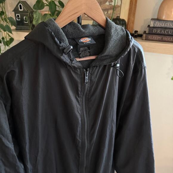 Dickies Black Hooded Windbreaker Jacket XL Fleece Lined Workwear Outdoor Winter - Picture 6 of 9
